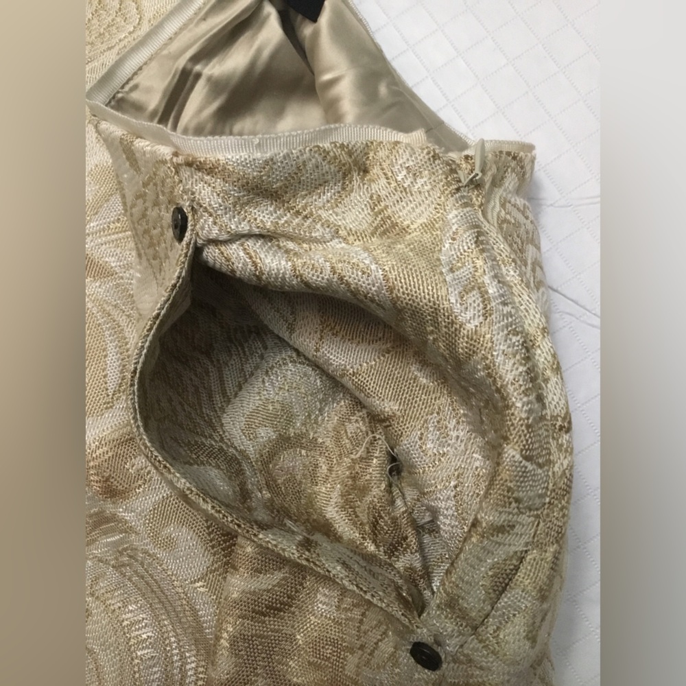 Elie Tahari Cream & Gold Brocade A-Line Skirt - Picture 8 of 14